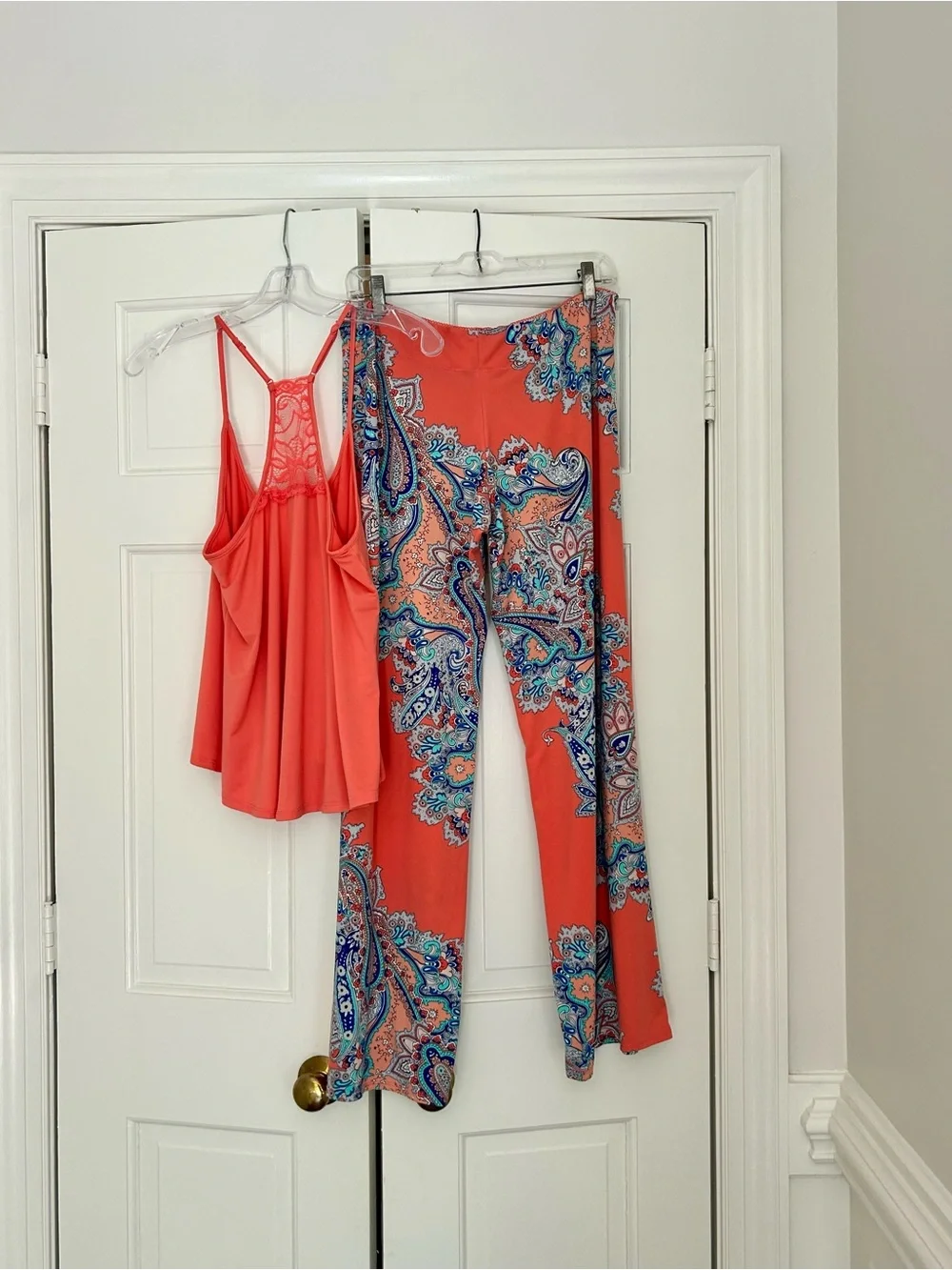 In Bloom Coral Paisley Tank & Lounge Pant Sleep Set - Picture 2 of 4